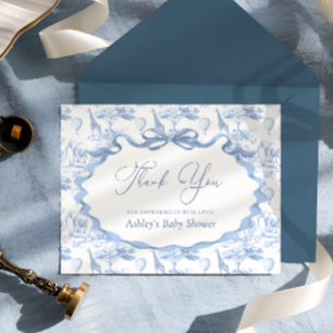 Dschungeltiere Baby Shower Dankeschön Blaues Toile Dankeskarte
