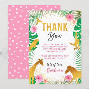Dschungeltiere Baby Shower Dankeskönchen-Karte Ros Dankeskarte