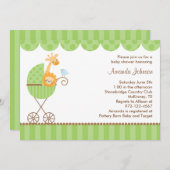 Dschungeltiere bei Einladungen zu Grünem Roller (Vorne/Hinten)