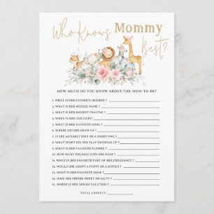 Dschungeltiere Floral Wer kennt Mama am besten Spi Mitteilungskarte