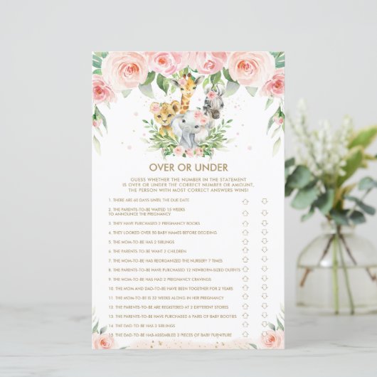 Dschungeltiere florales Baby über oder unter dem S (Stehend Vorderseite)