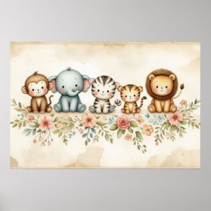 Dschungeltiere Kinderzimmer Poster