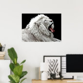 Dschungeltiere mit weißem Löwen, digital abstrakt Poster (Heimbüro)