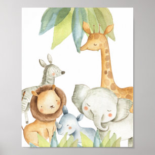 Dschungeltiere Safari Kinder Süß Poster