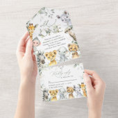 Dschungeltiere, Safari, Wildes Eins, Erster Geburt All In One Einladung (Abreißen)