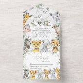 Dschungeltiere, Safari, Wildes Eins, Erster Geburt All In One Einladung (Innen Boden)