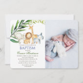 Dschungeltiere Taufe Foto Einladung (Vorderseite)