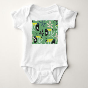 Dschungeltiere, tropische Elemente, nahtlos. Baby Strampler