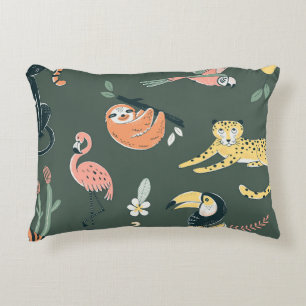 Dschungeltiere Vintage Flora Fauna Dekokissen