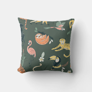 Dschungeltiere Vintage Flora Fauna Kissen