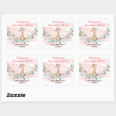 Dschungeltiergiraffe eucalyptus pink Blume Quadratischer Aufkleber (Blatt)