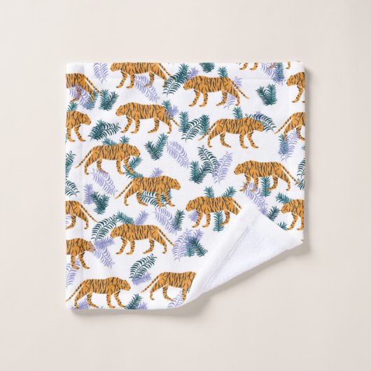 Dschungeltiger auf weißem Set (Waschlappen)