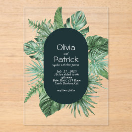 Dschungelwasserfarbene tropische Blätter - Einladu Acryleinladungen