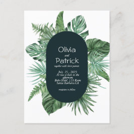 Dschungelwasserfarbene tropische Blätter - Einladu Postkarte