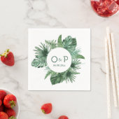 Dschungelwasserfarbene tropische Blätter Serviette (Beispiel)