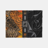 Dschungelzebra-Tiger-Monogramm Fleecedecke (Vorderseite (Horizontal))
