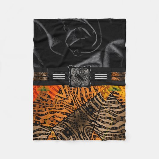 Dschungelzebra-Tiger-Monogramm Fleecedecke (Vorderseite)