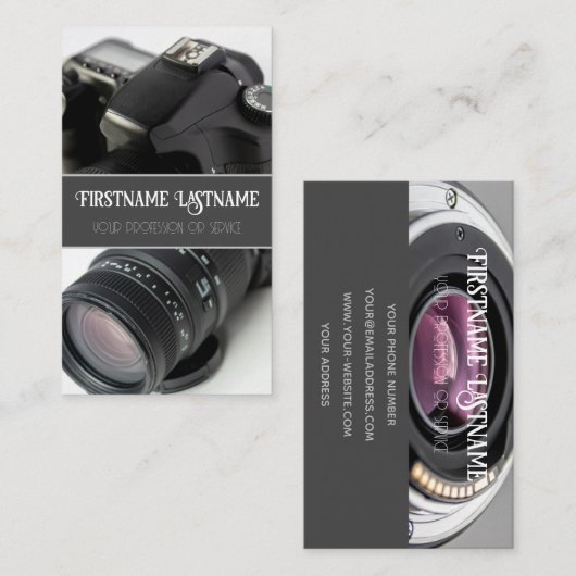 DSLR-Kameraobjektiv für Fotografen Videographen Visitenkarte (Vorne/Hinten)