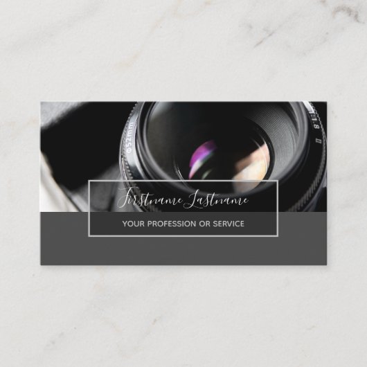 DSLR-Kameraobjektiv für Fotografen Videographen Visitenkarte (Vorderseite)