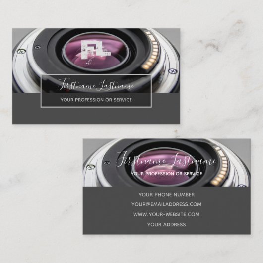 DSLR-Kameraobjektiv für Fotografen Videographen Visitenkarte (Vorne/Hinten)