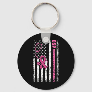 DSP Brustkrebs Stethoskop rosa Ribbon-USA-Flagge Schlüsselanhänger