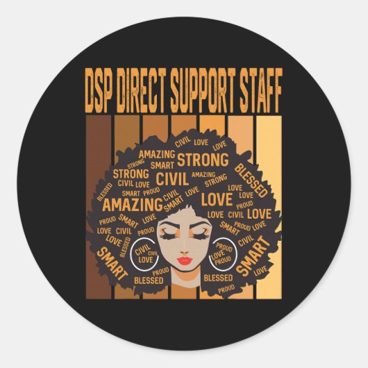 Dsp Direct Support Staff Mächtige Schwarze Geschic Runder Aufkleber (Vorderseite)