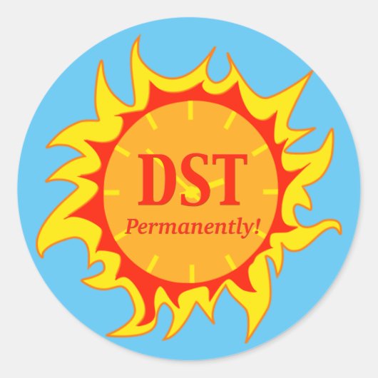 DST permanent - Sommerzeit Runder Aufkleber (Vorderseite)