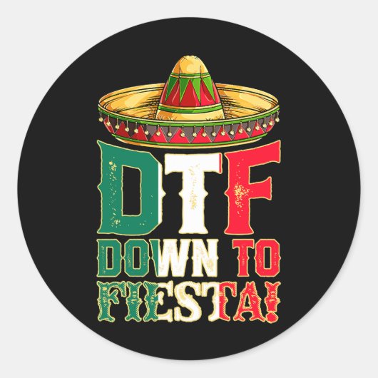 DTF bis Fiesta Mexiko Cinco de Mayo Men Mexica Runder Aufkleber (Vorderseite)