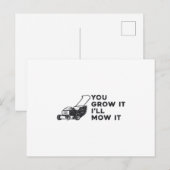Du baust es, ich mähe es Rasenmäher Postkarte (Vorne/Hinten)