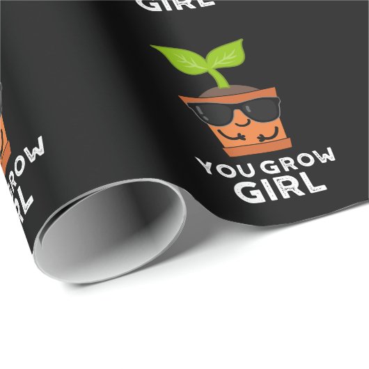 Du baust Girl Funny Pflanze Pun Dark BG Geschenkpapier (Rolleneckpunkt)