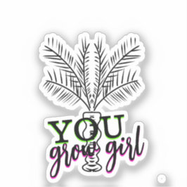 Du baust Girl Hand gezogene Palm Tree Doodle Aufkleber