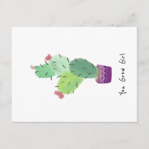 Du baust Girl Watercolor Cactus Postkarte