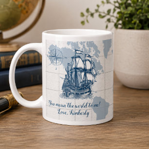 Du bedeutest mir die Welt Vintage-Nautik Jumbo-Tasse