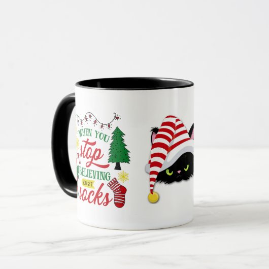 Du bekommst Socken Angry Cat Weihnachten Tasse (Vorderseite Links)