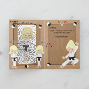 Du bist A-Maze-ing Blonde Mädchen Karate Geburtsta Karte