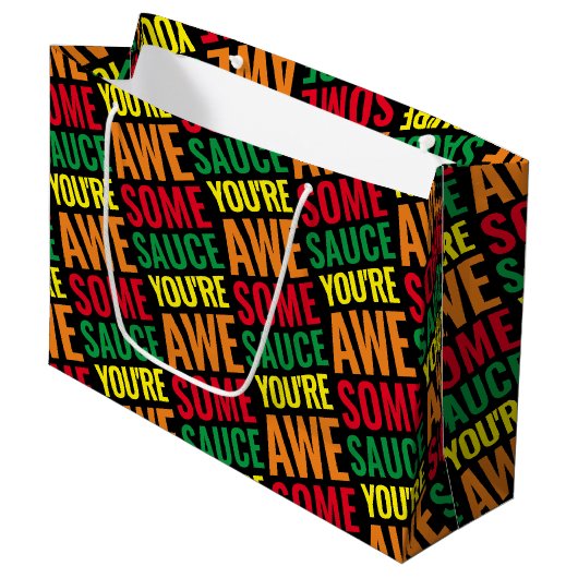 Du bist Awesomesauce! Weltfeiertag Große Geschenktüte (Vorderseite Schrägansicht)