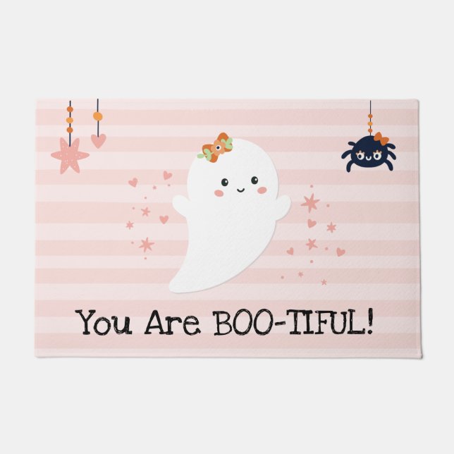 Du bist Bootiful Kawaii Ghost Pink Halloween Fußmatte (Vorderseite)