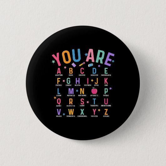 Du bist Buchstaben Alphabet Lerne Abcs Inspiration Button (Vorderseite)