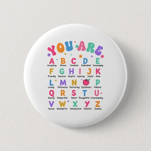 Du bist Buchstaben Alphabet Lerne Abcs Inspiration Button (Vorderseite)