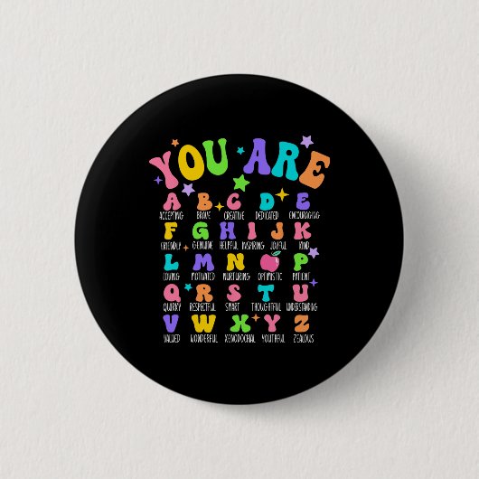 Du bist Buchstaben Alphabet Lerne Abcs Inspiration Button (Vorderseite)
