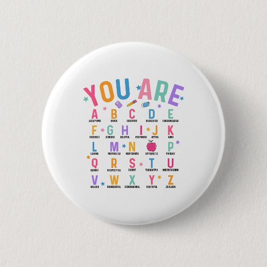 Du bist Buchstaben Alphabet Lerne Abcs Inspiration Button (Vorderseite)