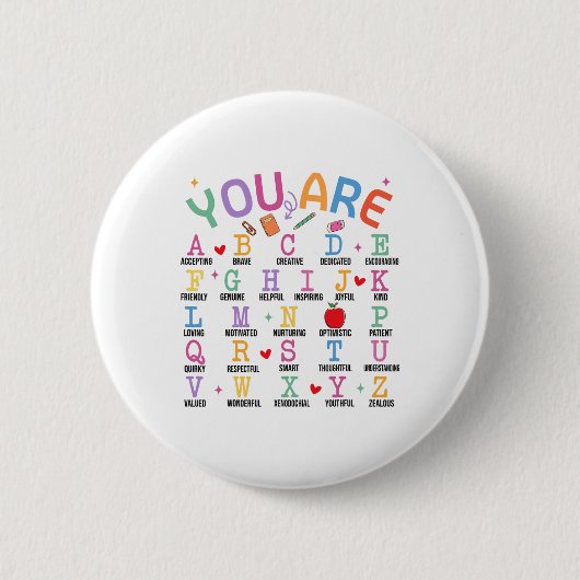 Du bist Buchstaben Alphabet Lerne Abcs Inspiration Button (Vorderseite)