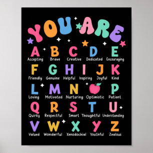 Du bist Buchstaben Alphabet Lerne Abcs Inspiration Poster