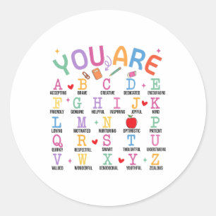Du bist Buchstaben Alphabet Lerne Abcs Inspiration Runder Aufkleber