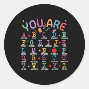 Du bist Buchstaben Alphabet Lerne Abcs Inspiration Runder Aufkleber