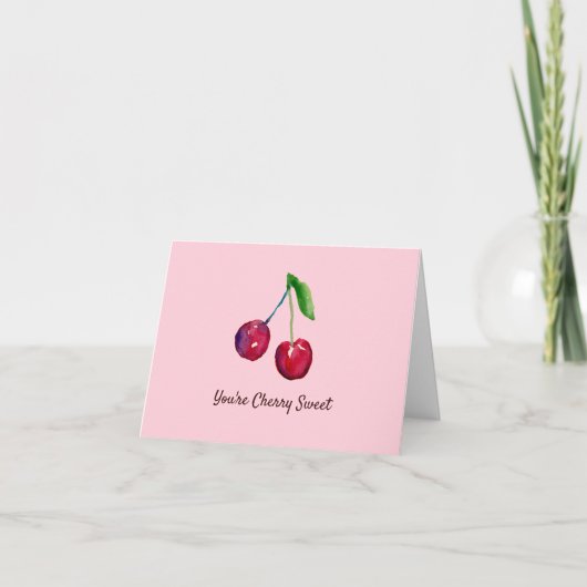 Du bist Cherry Sweet Hand-Illustriert Girly Pink Dankeskarte (Vorderseite)