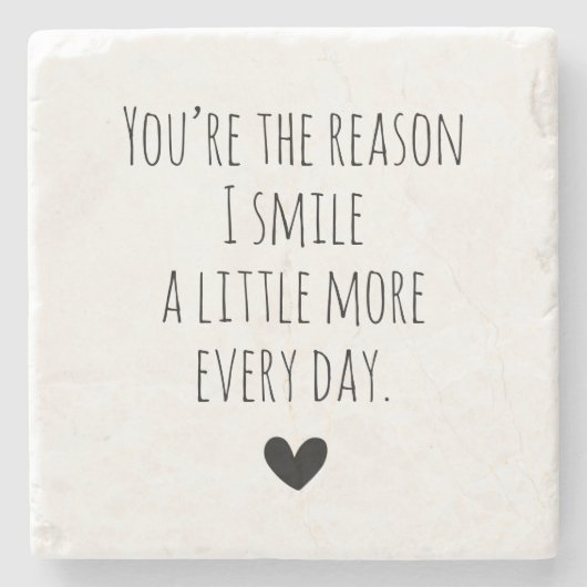 Du bist das Grund Typografie Herz Steinuntersetzer (Vorderseite)