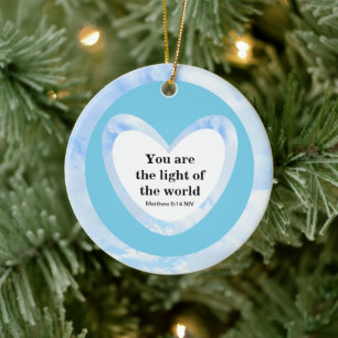 Du bist das Licht der Welt Blaue Bibelstelle Keramik Ornament