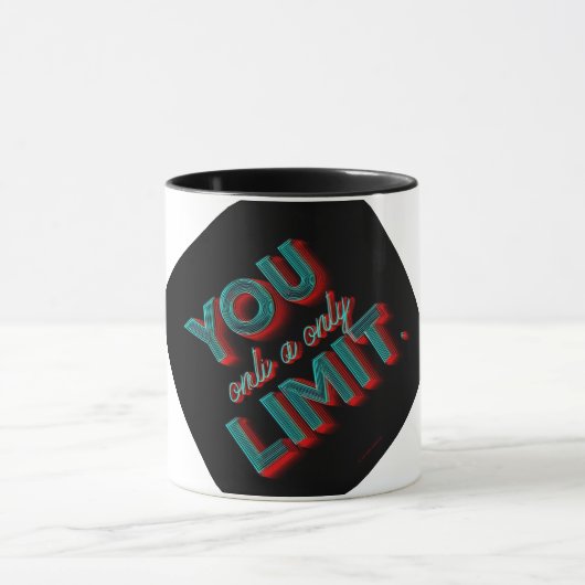 "Du bist deine einzige Grenze" 3D-Neon-Typografie  Tasse (Zentrum)