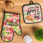 Du bist der Apfel meiner Kuchen-Aquäpfel Ofenhandschuh & Topflappen-Set